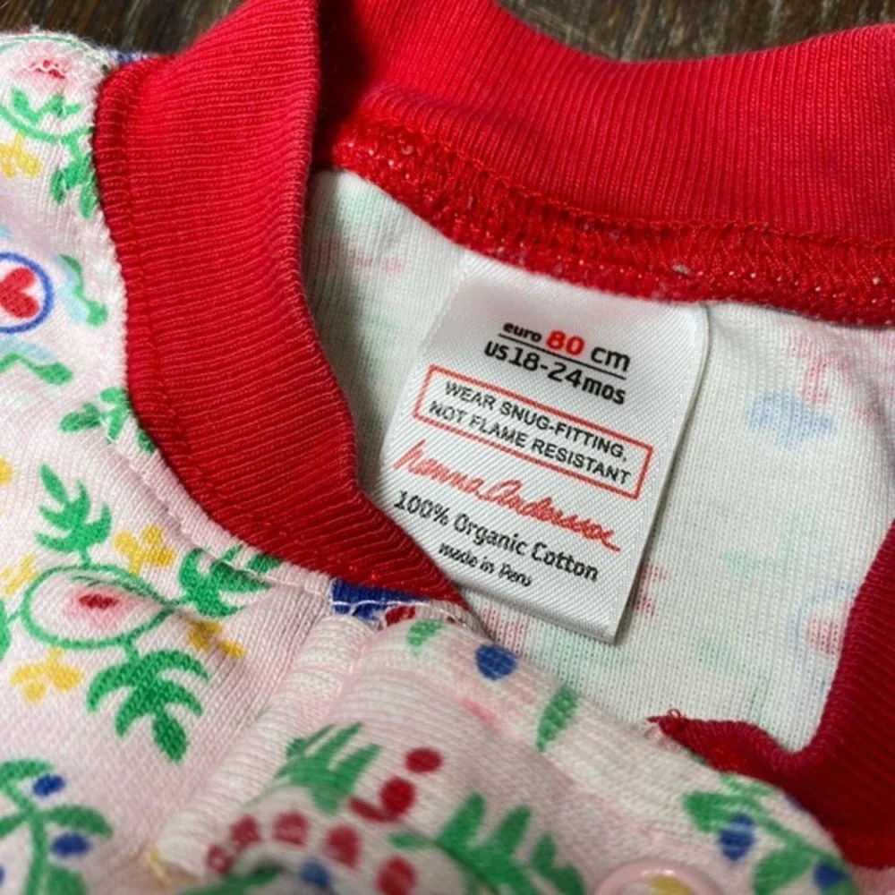 HANNA‎ ANDERSSON Baby Organic Zip Sleeper Swedish Garland 80 18-24 months EUC